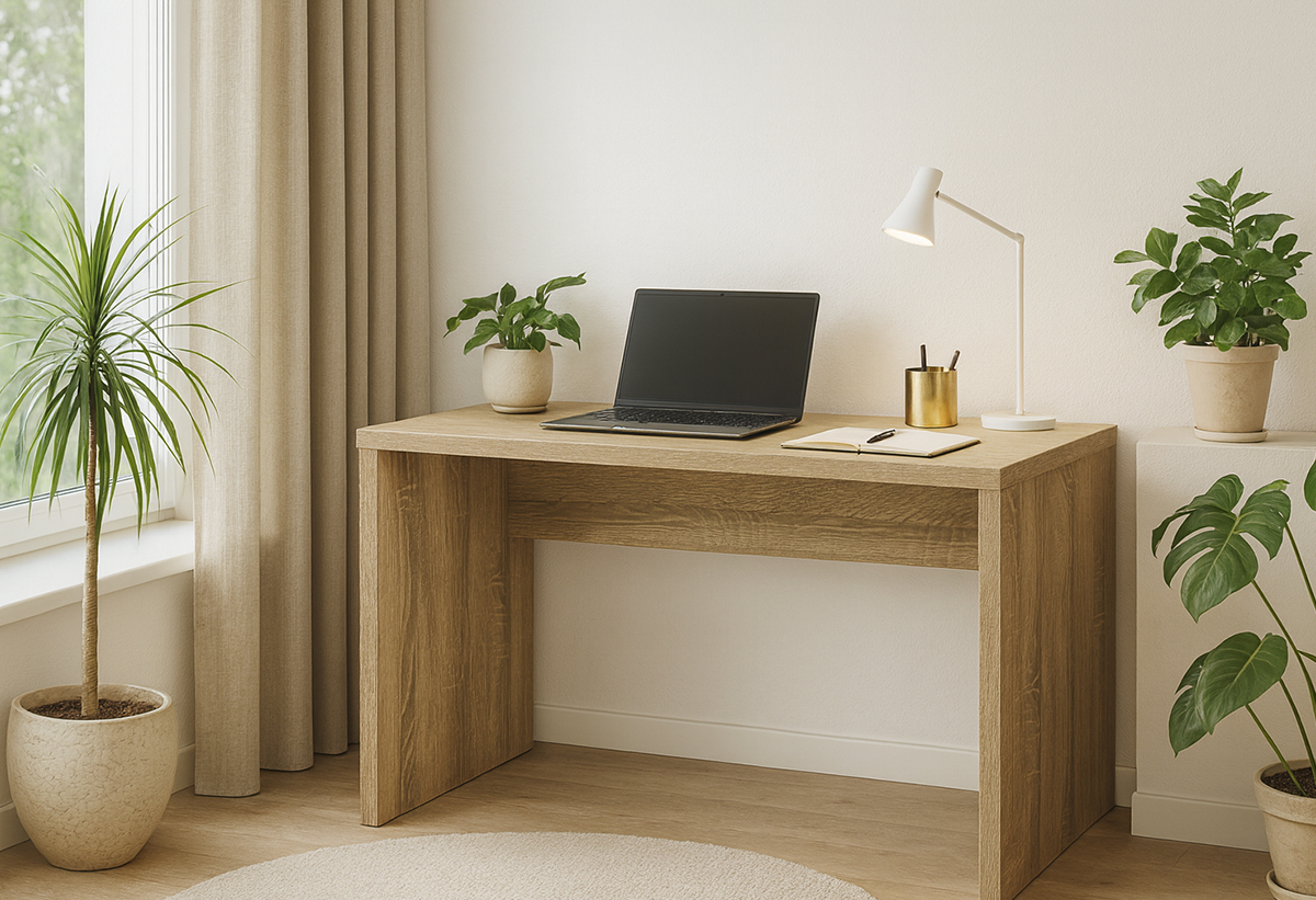 Απεικονίζεται το γραφείο μαζί με μια σύνθεση επίπλων γραφείου.